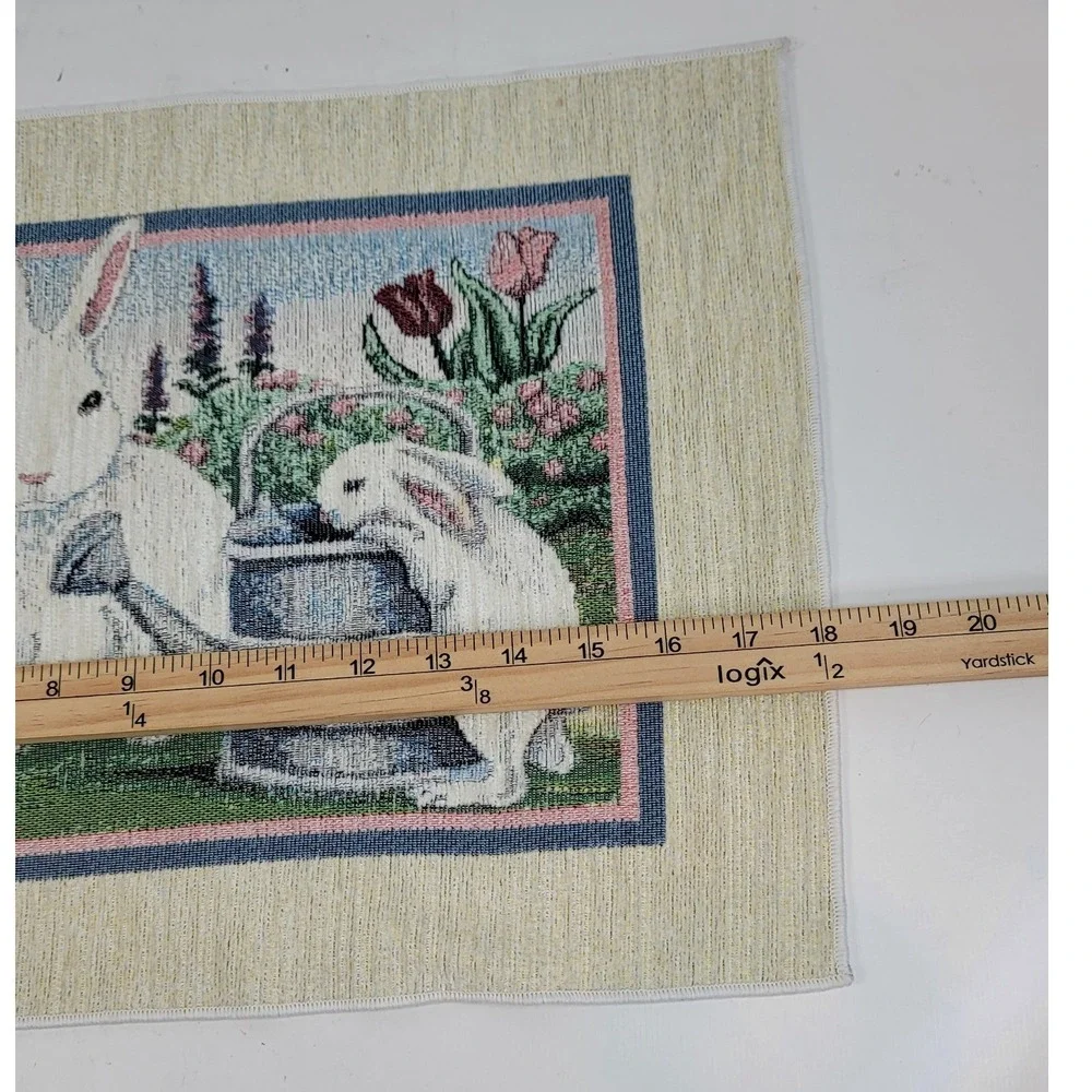 Manual Woodworkers Weavers Garden Guests Bunny Tapestry Placemats Set of 4 18x13
